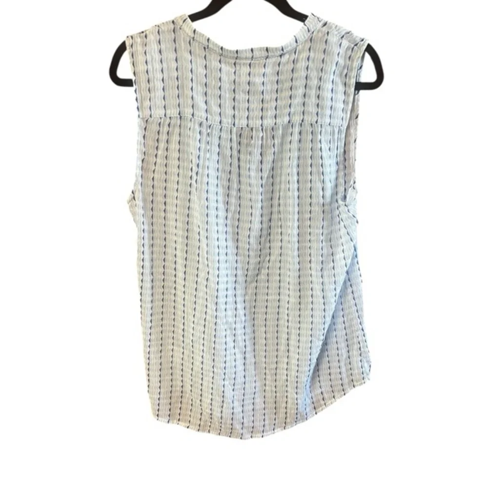 Sleeveless Striped Top - White and Blue - Picture 2 of 5